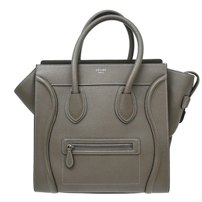 Celine Luggage Grainy Leather, Gray, Leather, Tote Bag