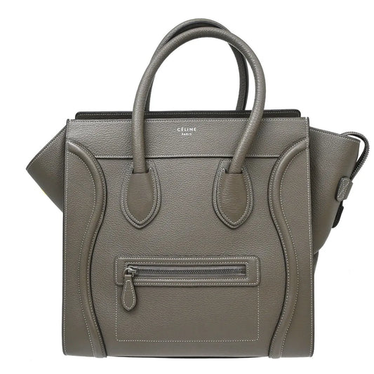 Celine Luggage Grainy Leather, Gray, Leather, Tote Bag