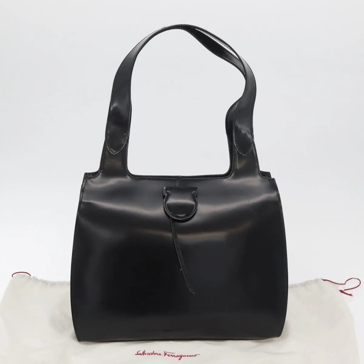 Salvatore Ferragamo Gancini Tote Patent leather, Black, Patent Leather, Tote Bag