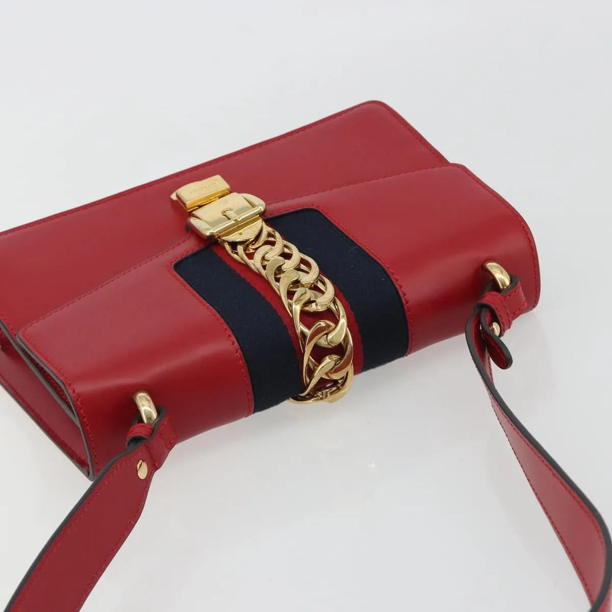 Gucci Sylvie Leather, Red, Leather, Shoulder Bag