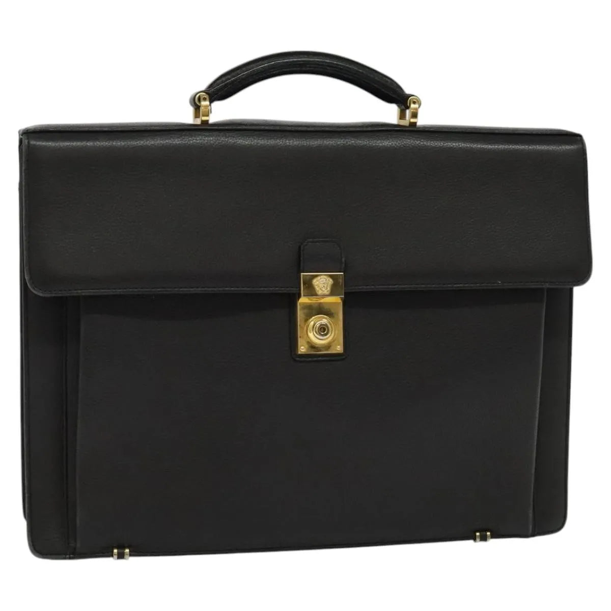 Versace Vintage Leather, Black, Leather, Briefcase