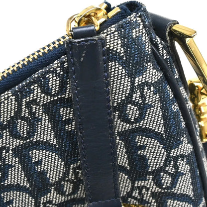 Christian Dior Vintage Trotteur Chain Canvas, Blue, Canvas, Shoulder Bag