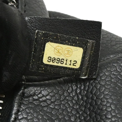 Chanel Square Stitch CC Boston Quilted Caviar, Black, Leather, Handbag
