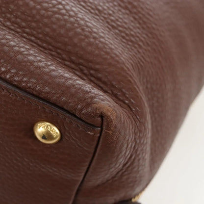 Prada Side Zip Hobo Soft Calf, Brown, Leather, Shoulder Bag