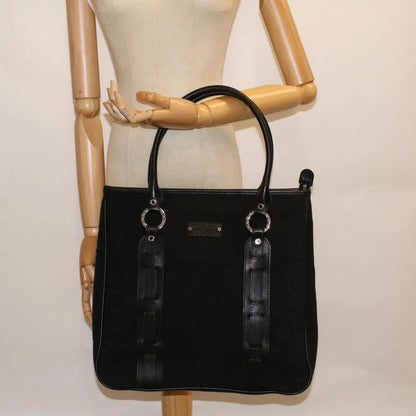 Bvlgari Vintage Canvas, Black, Canvas, Tote Bag