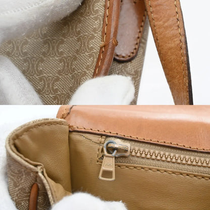 Celine Vintage Macadam Canvas and Leather, Beige, Canvas, Handbag