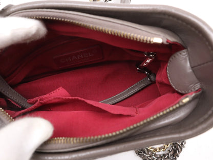 Chanel Gabrielle Hobo Quilted Aged Calfskin, Brown, Calfskin, Shoulder Bag