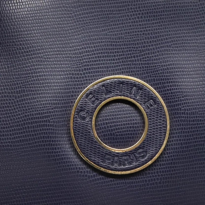 Celine Circle Logo Leather, Blue, Leather, Handbag