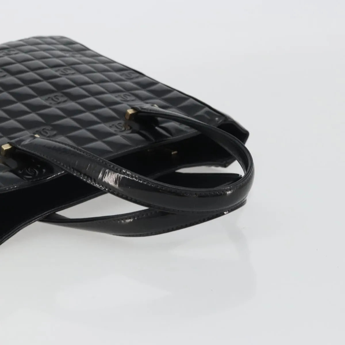 Chanel Chocolate Bar CC Tote Quilted Patent, Black, Patent Leather, Tote Bag