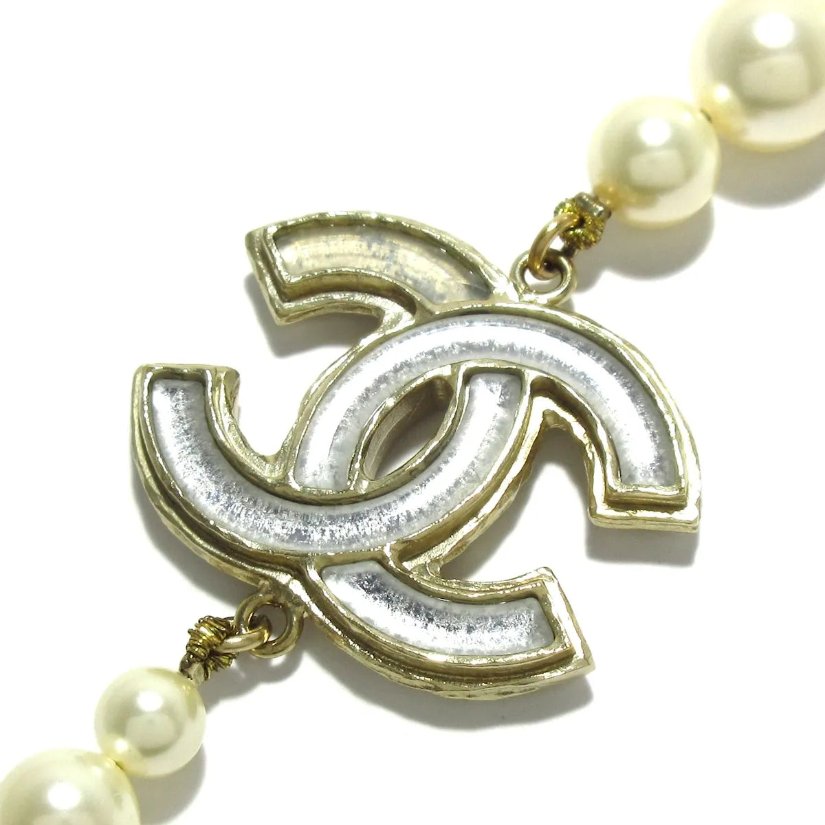 Chanel Collier chanel sautoir CC gold, Gold, Pearl, Necklace