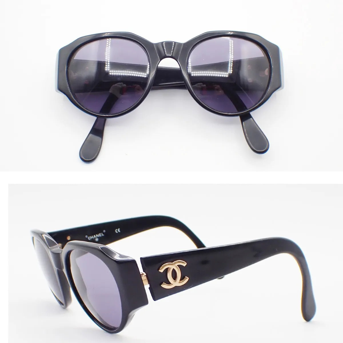 Chanel CHANEL Logo Sunglasses Eye Wear Plastic, Black, Plastic, Sunglasses