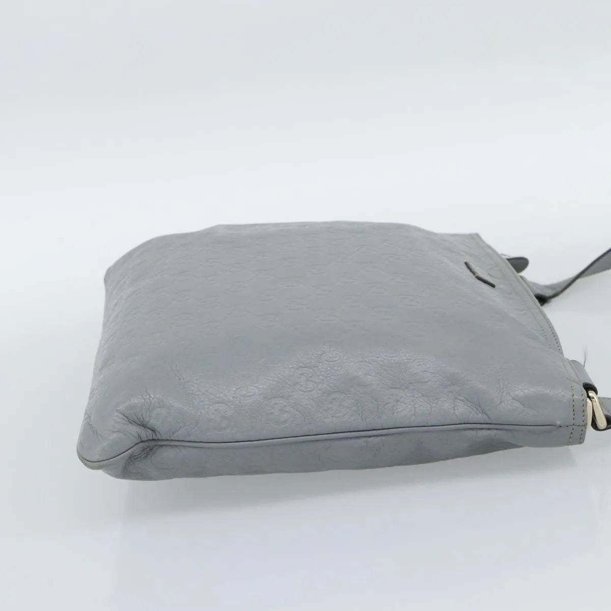 Gucci Zip Top Messenger Guccissima Leather, Gray, Canvas, Shoulder Bag