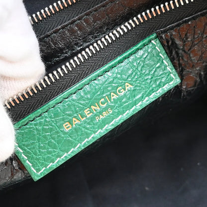 Balenciaga Bazar Convertible Tote Striped Leather, Green, Leather, Tote Bag