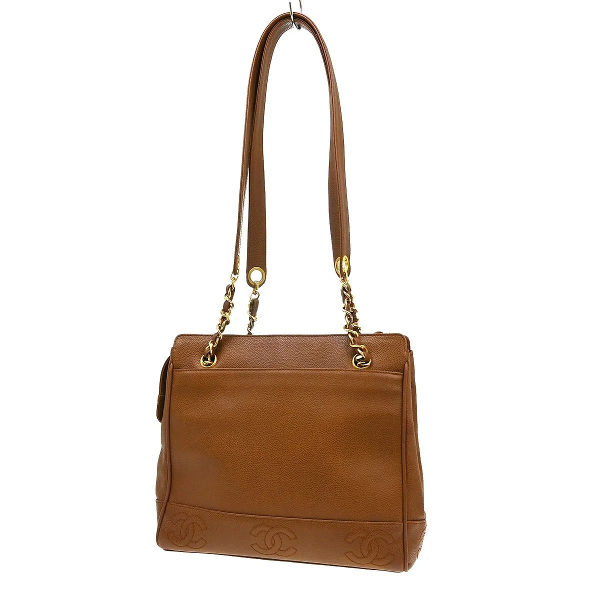 Chanel Vintage Stitched CC Caviar, Brown, Leather, Shoulder Bag