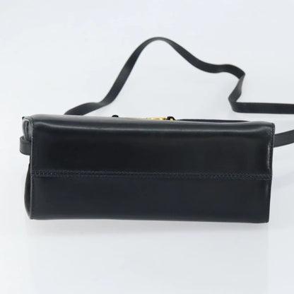 Salvatore Ferragamo Gancini Leather, Black, Leather, Shoulder Bag