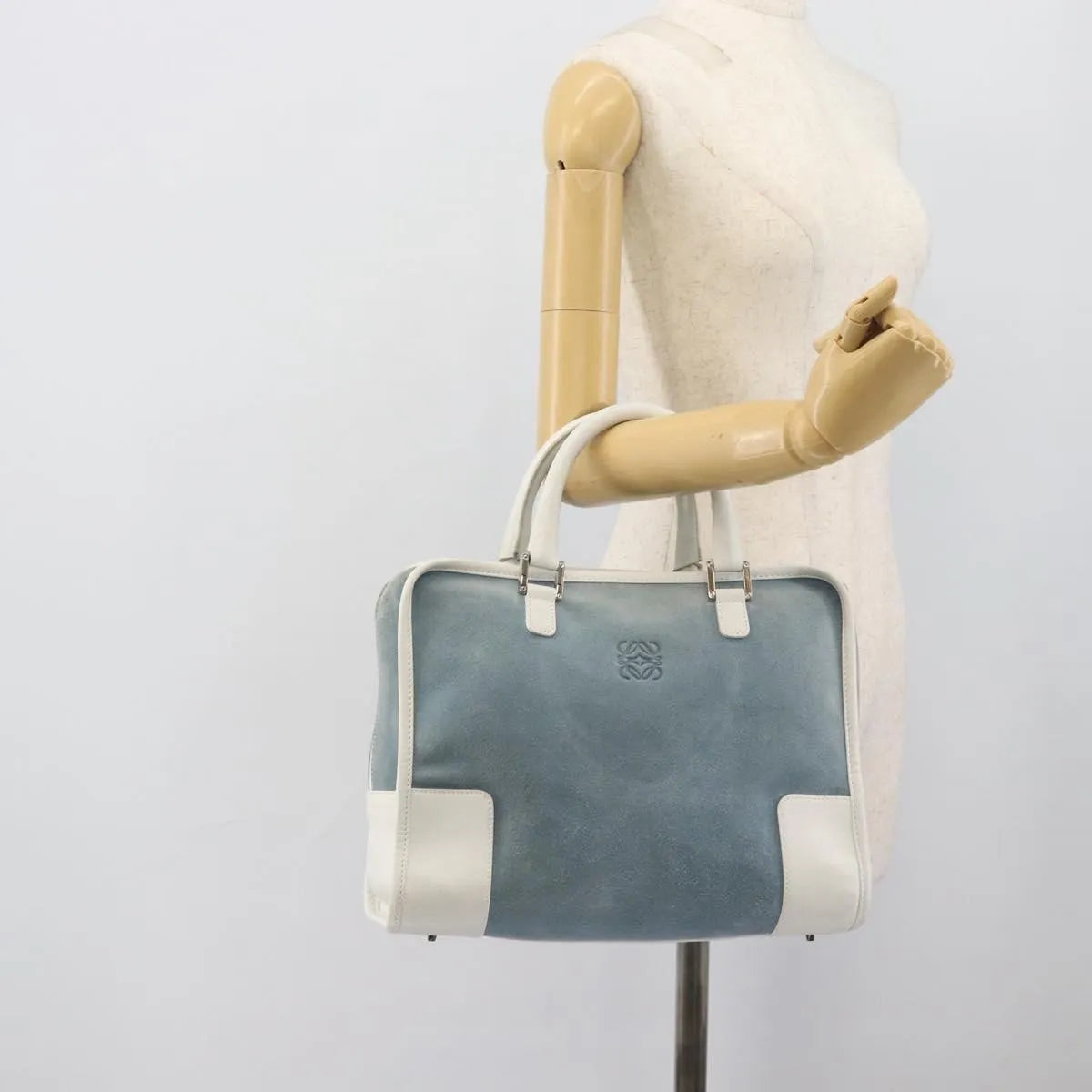Loewe Amazona Suede, Blue, Suede, Handbag