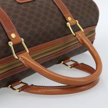 Celine Vintage Macadam Boston Canvas and Leather, Brown, Canvas, Handbag