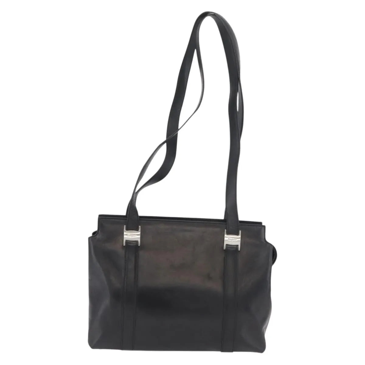 Salvatore Ferragamo Vintage Leather, Black, Leather, Tote Bag