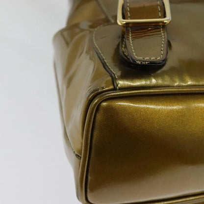 Gucci Vintage Bamboo Patent, Gold, Patent Leather, Backpack