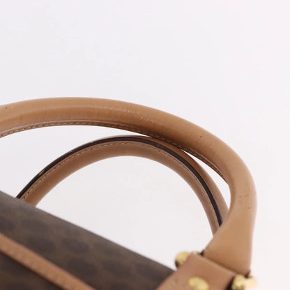 Celine Vintage Macadam Boston Canvas and Leather, Brown, PVC, Handbag
