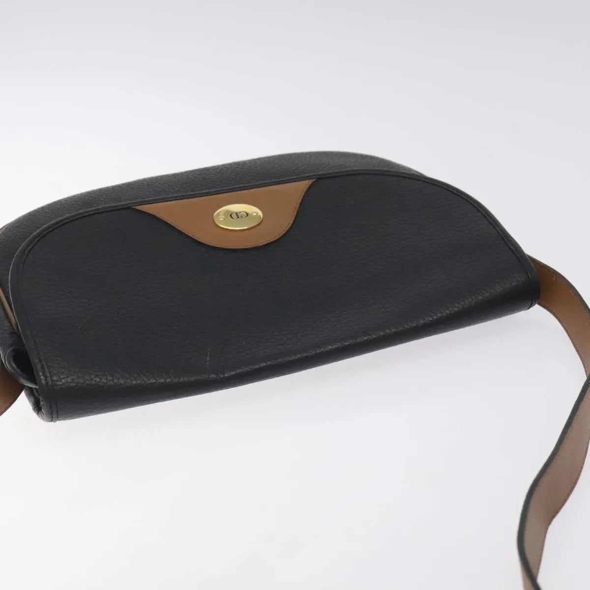 Christian Dior Vintage CD Flap Leather, Black, Leather, Shoulder Bag