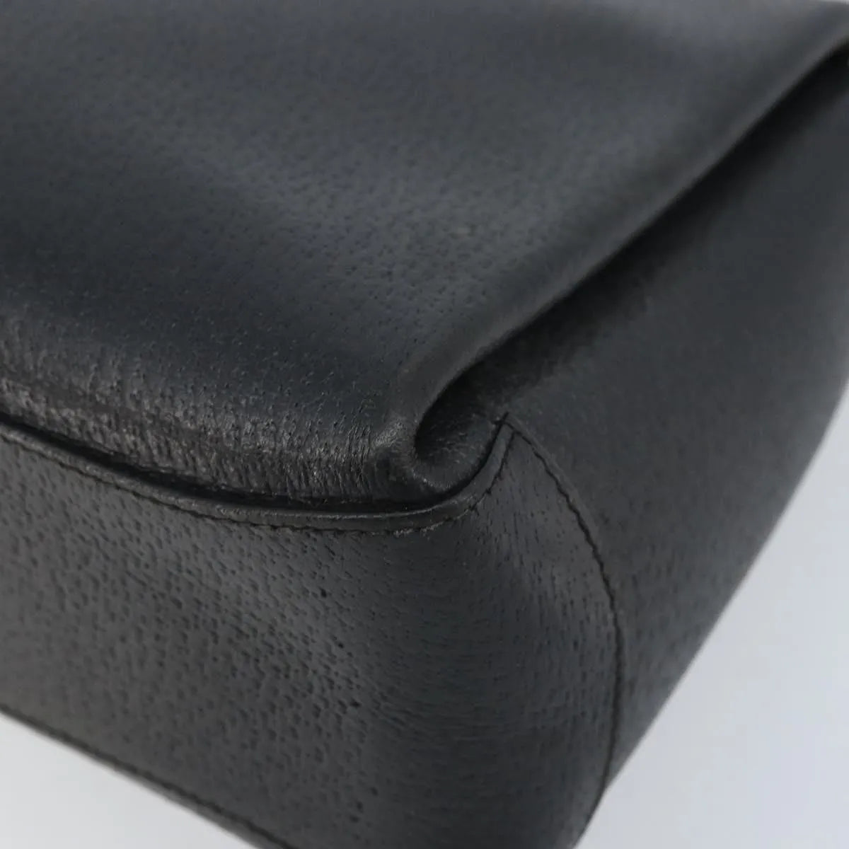 Gucci Vintage Convertible Bamboo Box Leather, Black, Leather, Handbag