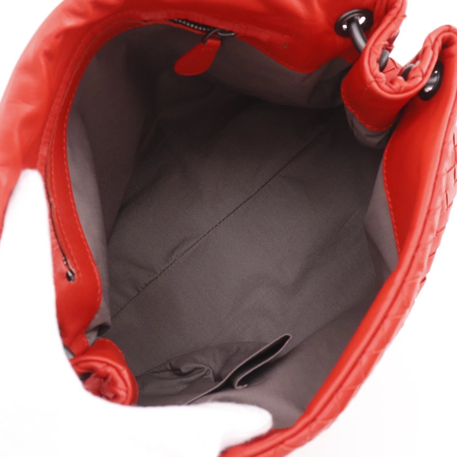 Bottega Veneta Intrecciato Shoulder Leather, Red, Calfskin, Shoulder Bag