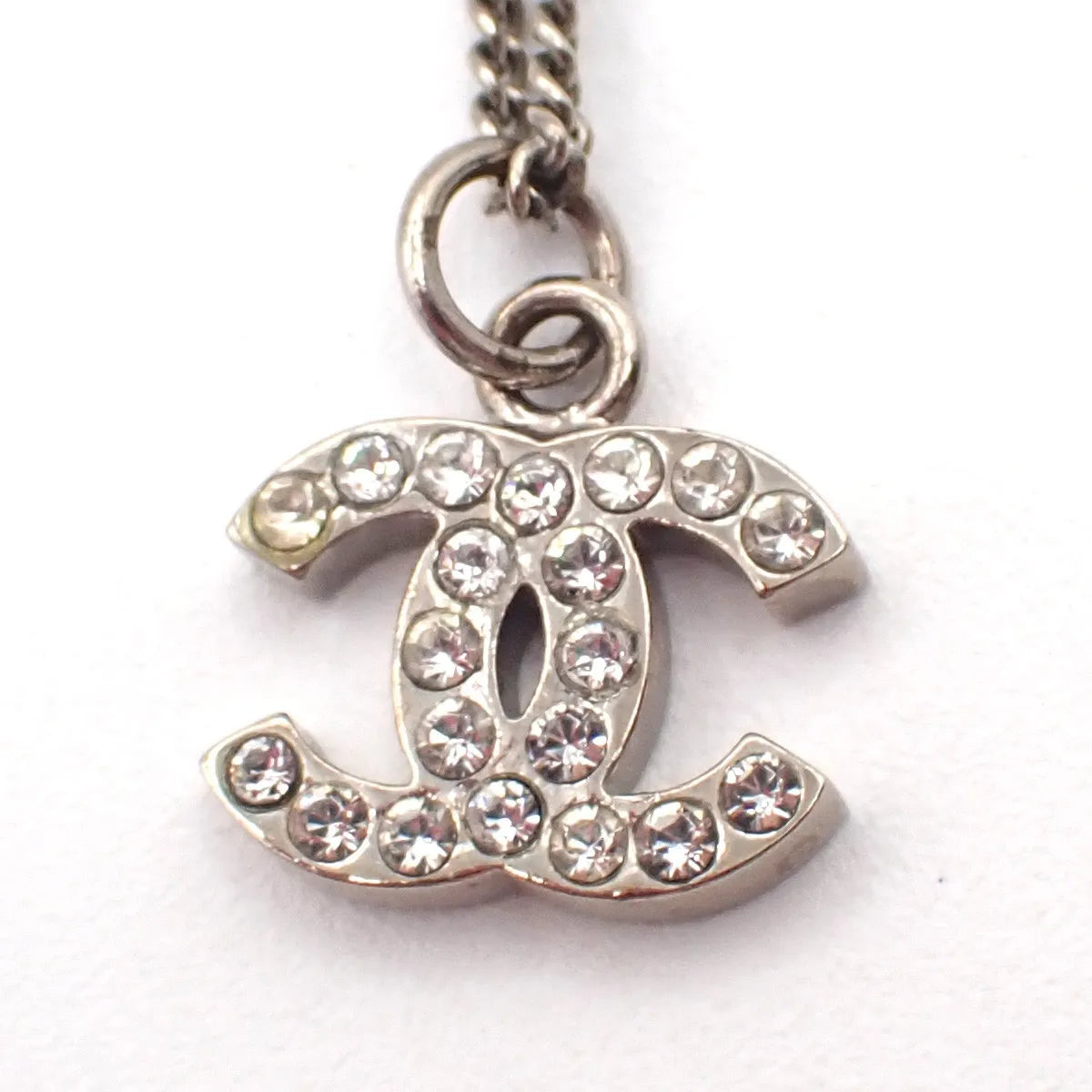 Chanel Vintage CC Logo Chain Charm Pendant silver plated, Silver, Silver Plated, Necklace