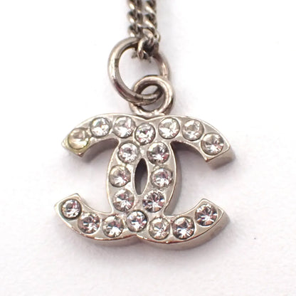 Chanel Vintage CC Logo Chain Charm Pendant silver plated, Silver, Silver Plated, Necklace
