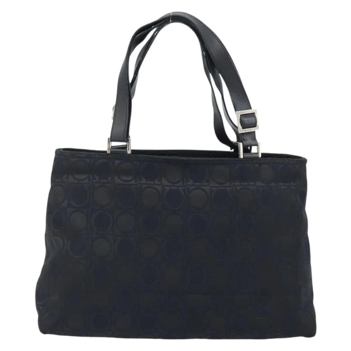 Salvatore Ferragamo Gancini Tote Gancini Canvas, Black, Nylon, Tote Bag