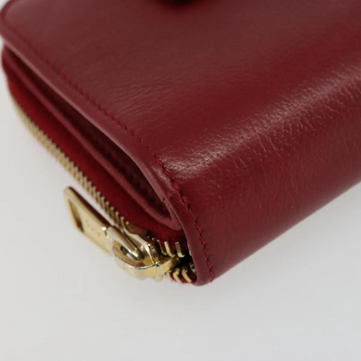Saint Laurent Zipped Bifold Leather, Red, Leather, Wallet