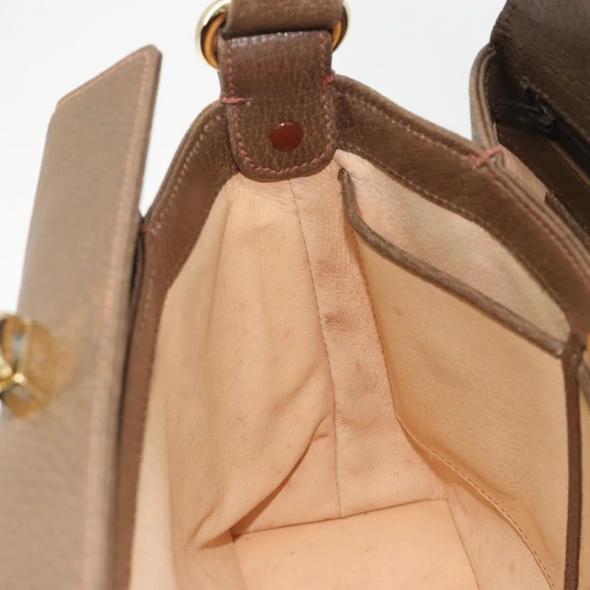 Gucci Vintage Convertible Box Leather, Brown, Leather, Handbag