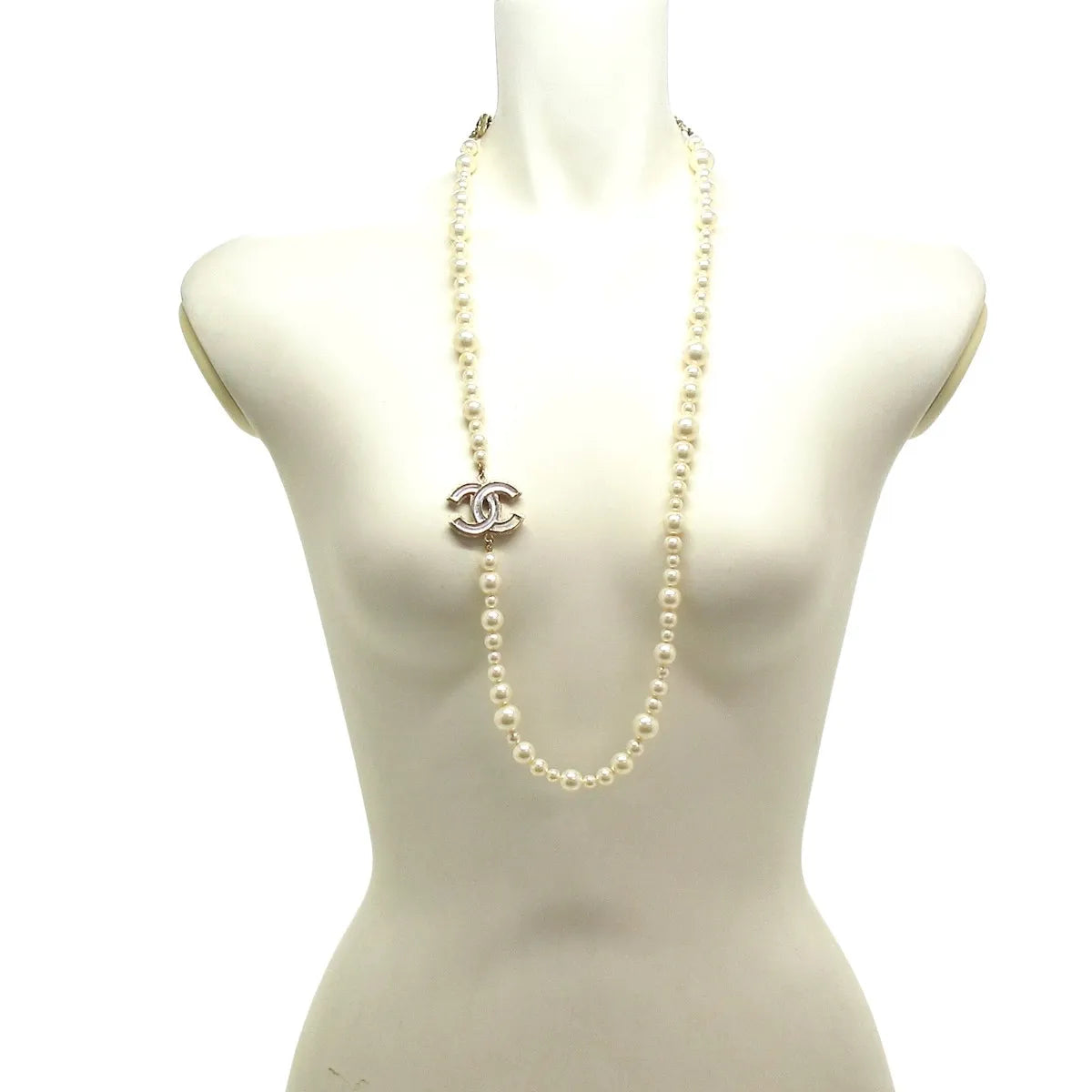 Chanel Collier chanel sautoir CC gold, Gold, Pearl, Necklace