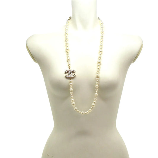 Chanel Collier chanel sautoir CC gold, Gold, Pearl, Necklace
