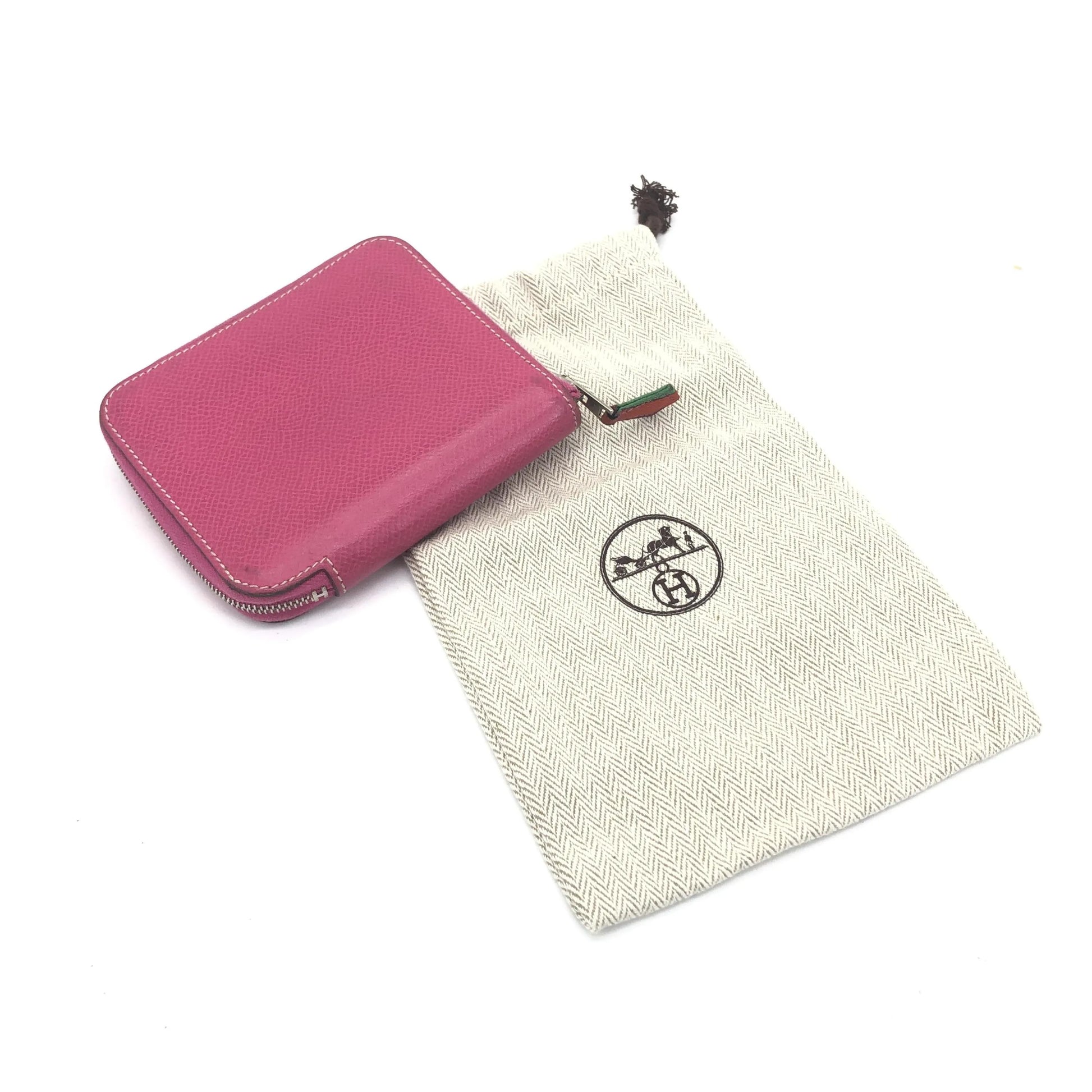 Hermes Azap Silkin Epsom Leather Silk, Pink, Calfskin, Wallet