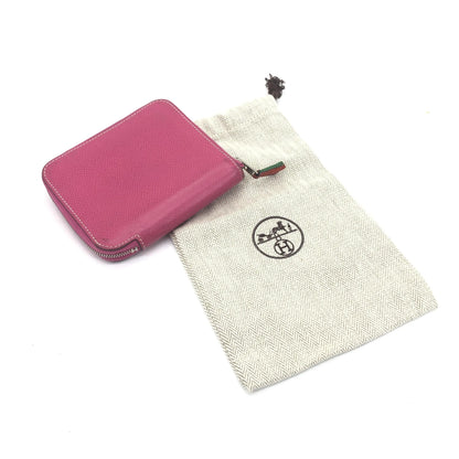 Hermes Azap Silkin Epsom Leather Silk, Pink, Calfskin, Wallet