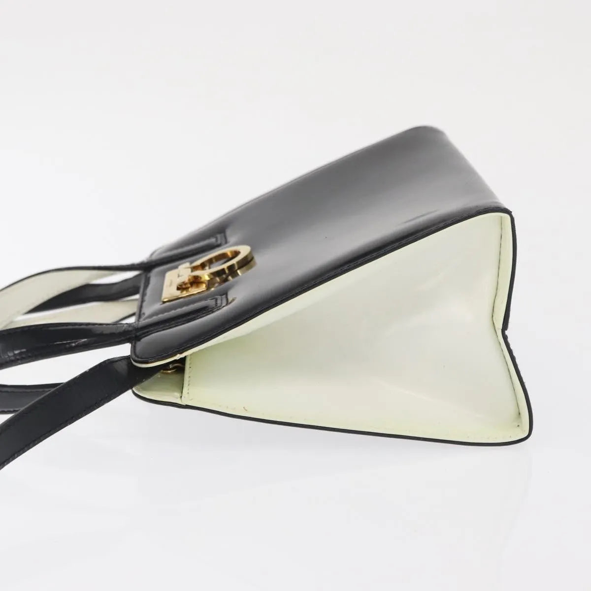 Salvatore Ferragamo Gancini Patent Leather, Black, Patent Leather, Handbag