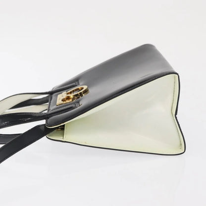 Salvatore Ferragamo Gancini Patent Leather, Black, Patent Leather, Handbag