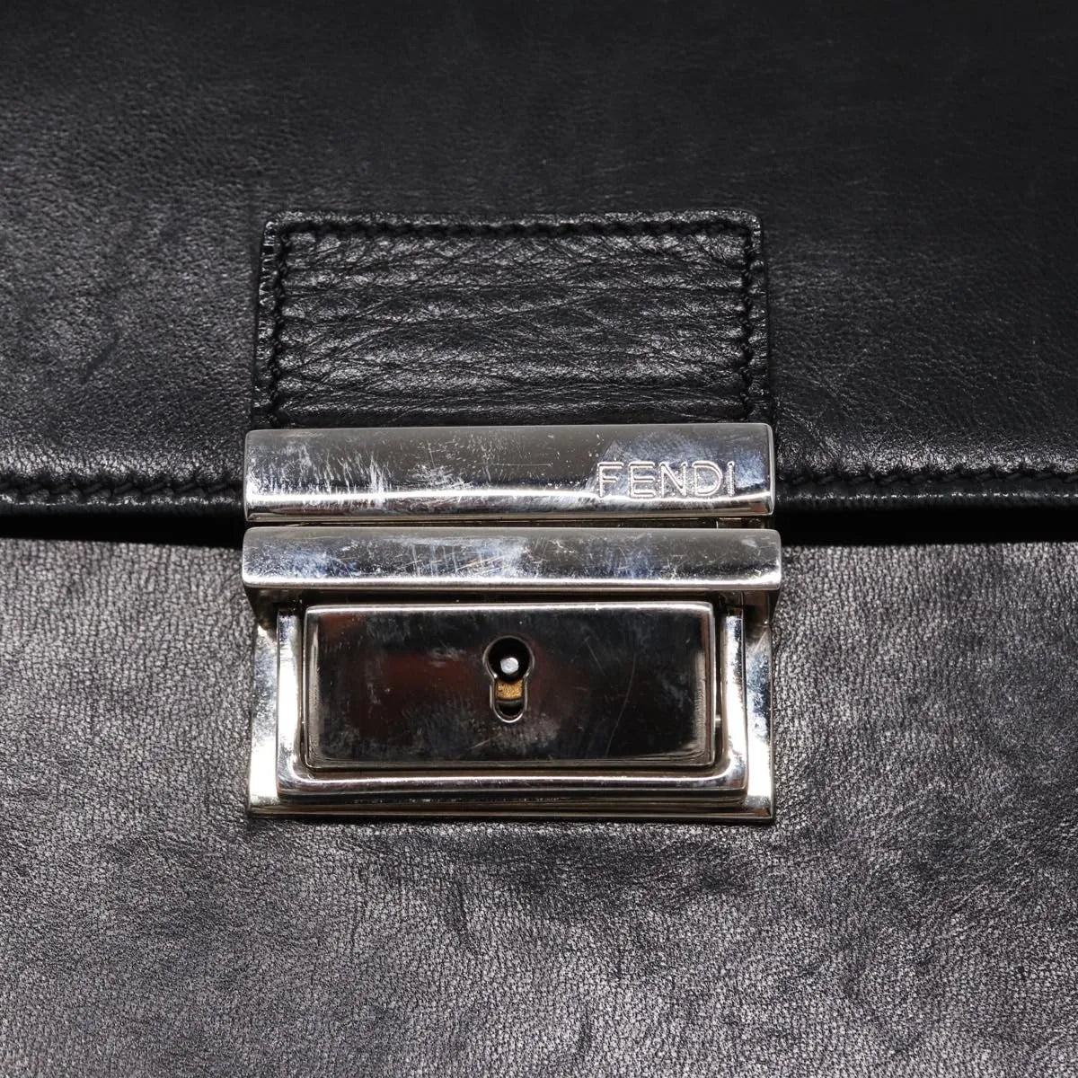 Fendi Vintage Leather, Black, Leather, Handbag