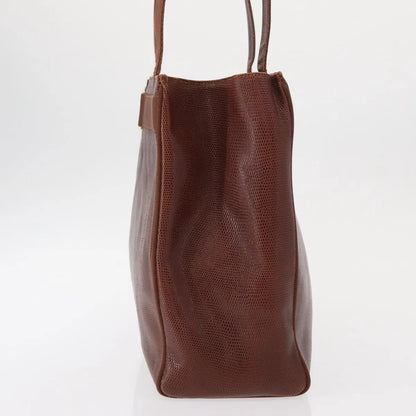 Salvatore Ferragamo Vintage Vara Bow Tote Lizard Embossed Leather, Brown, Leather, Tote Bag