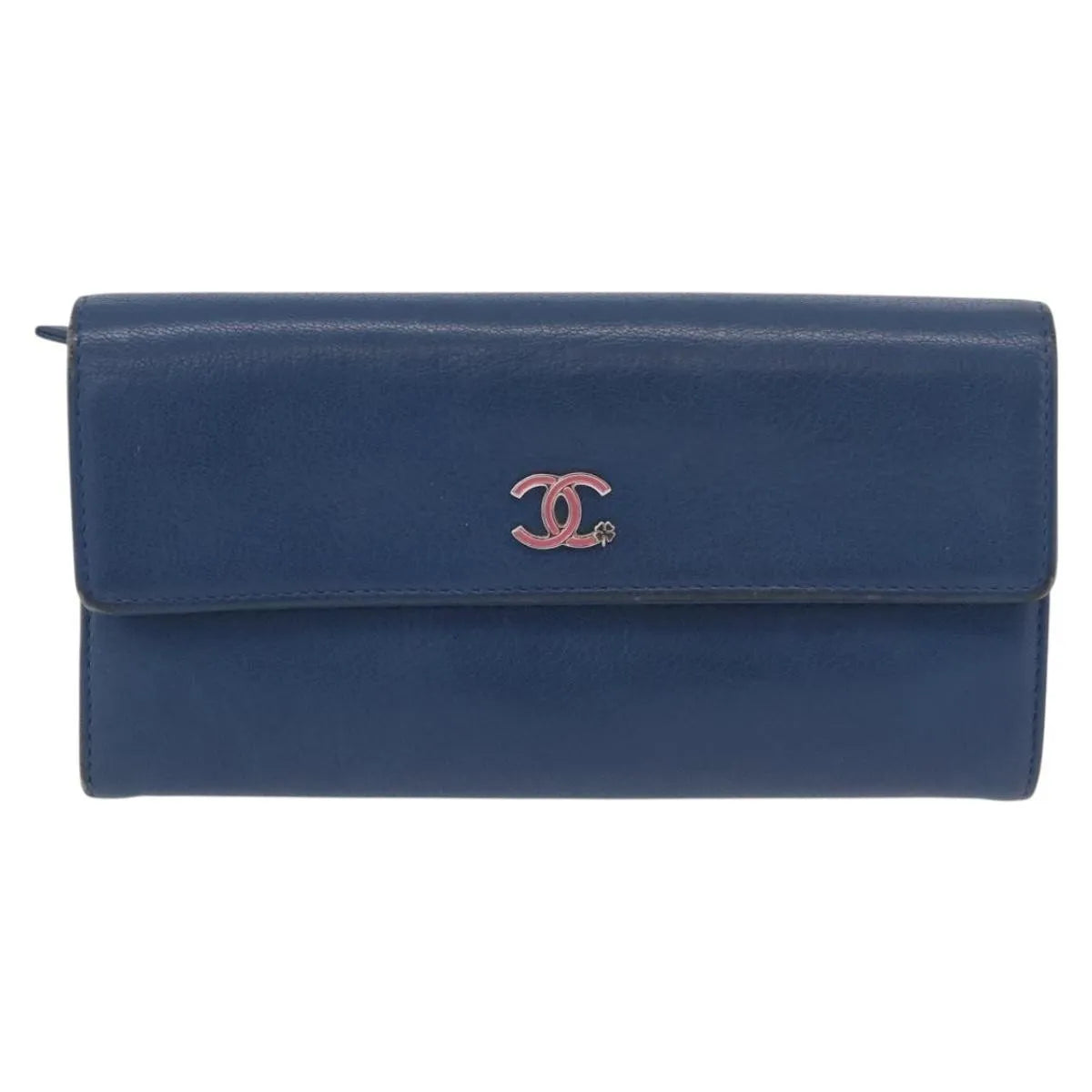 Chanel Lucky Clover Long Flap Wallet Leather, Blue, Leather, Wallet