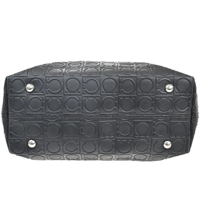 Salvatore Ferragamo Gancini Tote Gancini Canvas, Black, Canvas, Tote Bag