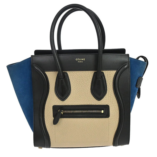 Celine Tricolor Luggage Leather, Multicolour, Leather, Tote Bag