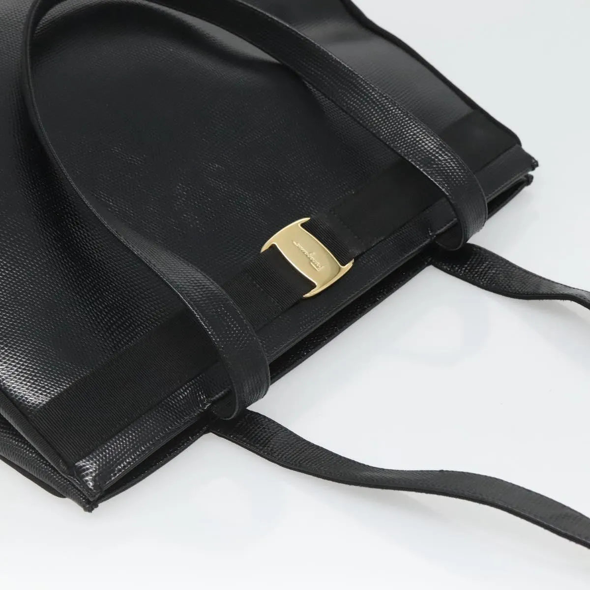 Salvatore Ferragamo Vintage Vara Bow Tote Lizard Embossed Leather, Black, Leather, Tote Bag
