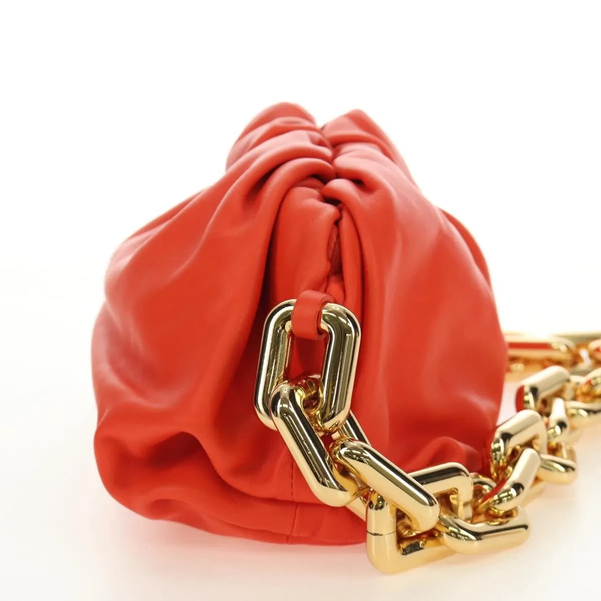 Bottega Veneta The Chain Leather, Orange, Leather, Shoulder Bag
