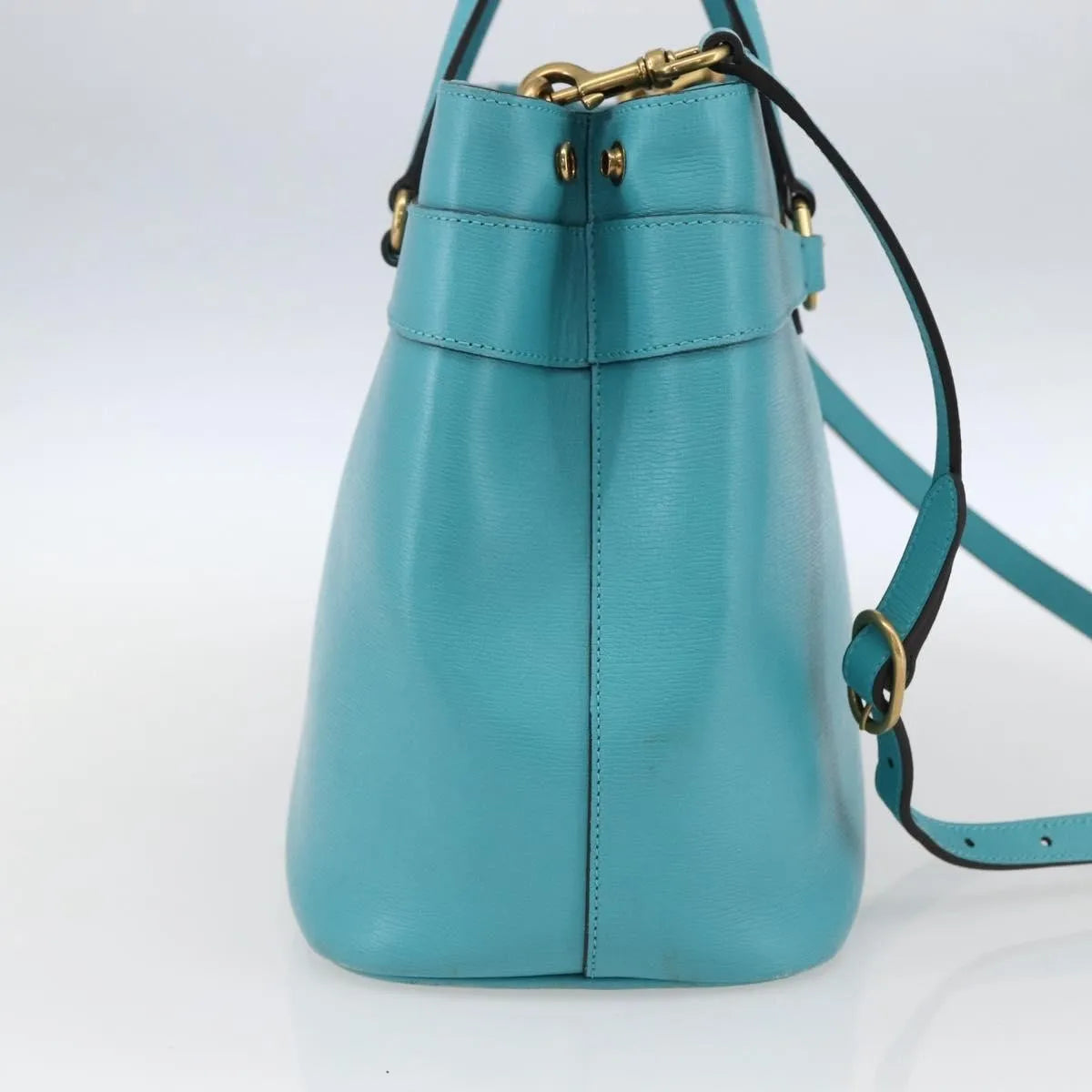 Gucci Bright Bit Convertible Tote Leather, Blue, Leather, Tote Bag