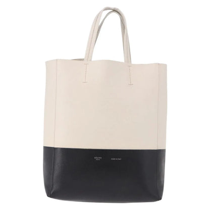 Celine Vertical Bi-Cabas Tote Leather, White, Leather, Tote Bag