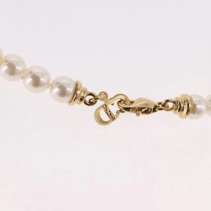 Christian Dior CD Bee Star Pearl Pendant Metal with Faux Pearl, White, Pearl, Necklace