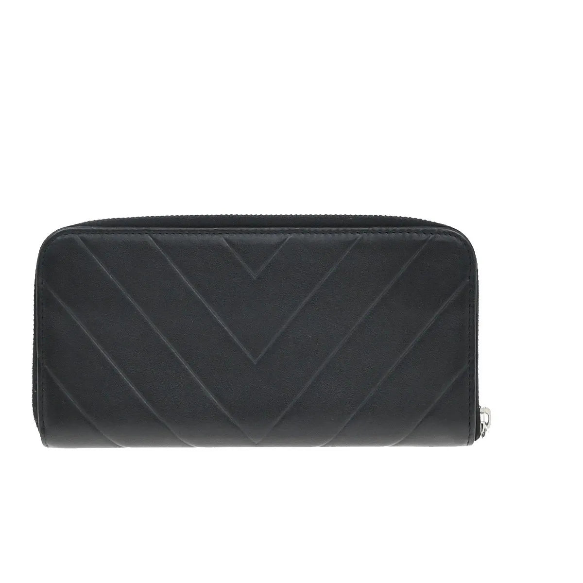 Chanel CC Charm Zip Around Quilted Lambskin, Black, Leather, Wallet