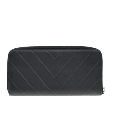 Chanel CC Charm Zip Around Quilted Lambskin, Black, Leather, Wallet